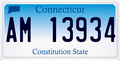 CT license plate AM13934