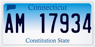 CT license plate AM17934