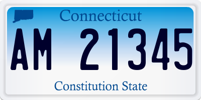 CT license plate AM21345