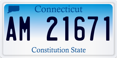 CT license plate AM21671