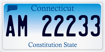 CT license plate AM22233
