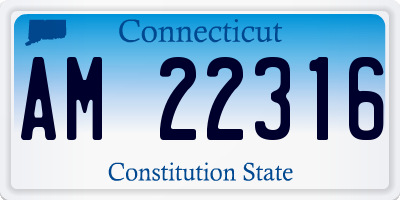 CT license plate AM22316