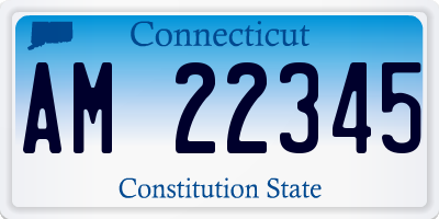 CT license plate AM22345