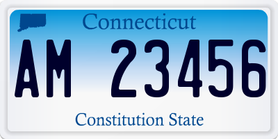 CT license plate AM23456