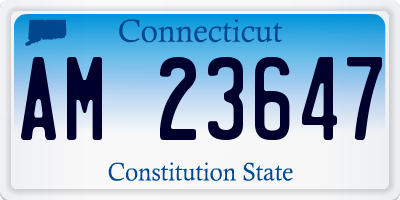 CT license plate AM23647