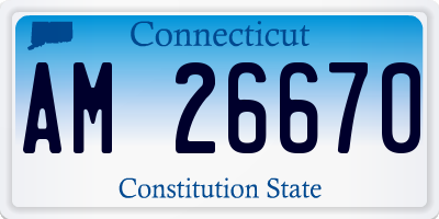 CT license plate AM26670