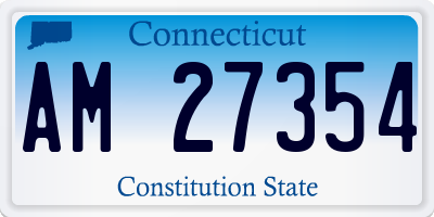 CT license plate AM27354