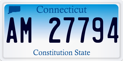 CT license plate AM27794
