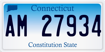 CT license plate AM27934