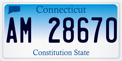 CT license plate AM28670
