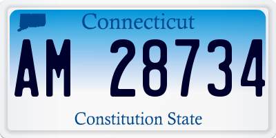 CT license plate AM28734