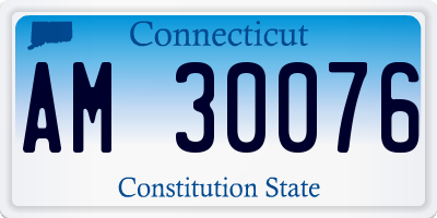 CT license plate AM30076