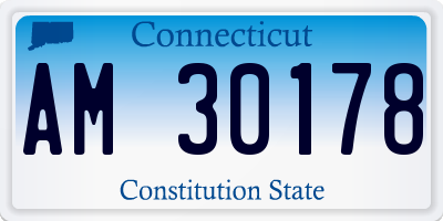 CT license plate AM30178