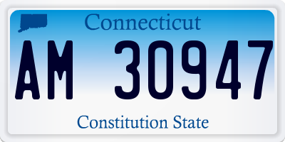 CT license plate AM30947
