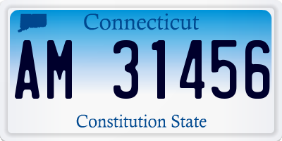 CT license plate AM31456