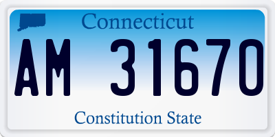 CT license plate AM31670