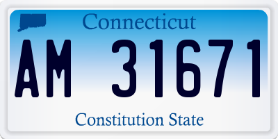 CT license plate AM31671