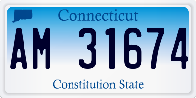 CT license plate AM31674