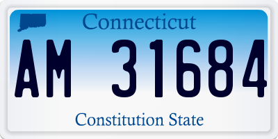 CT license plate AM31684