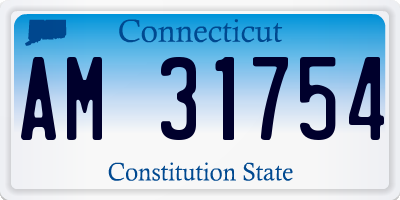 CT license plate AM31754