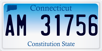 CT license plate AM31756