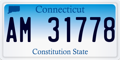 CT license plate AM31778