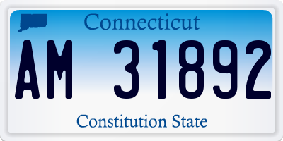 CT license plate AM31892