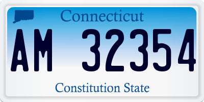 CT license plate AM32354