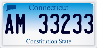 CT license plate AM33233