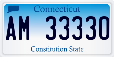 CT license plate AM33330