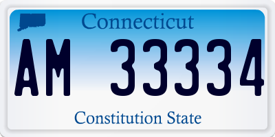 CT license plate AM33334