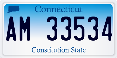 CT license plate AM33534