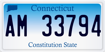 CT license plate AM33794