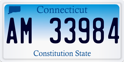 CT license plate AM33984