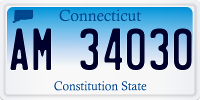 CT license plate AM34030