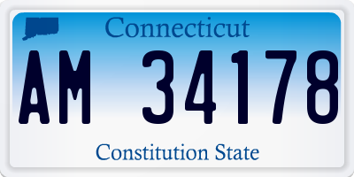 CT license plate AM34178