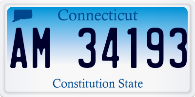 CT license plate AM34193