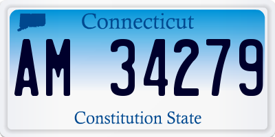 CT license plate AM34279