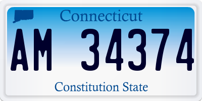 CT license plate AM34374