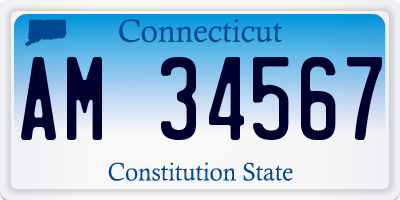 CT license plate AM34567