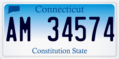 CT license plate AM34574