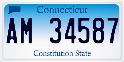 CT license plate AM34587