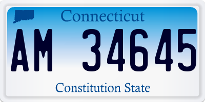 CT license plate AM34645