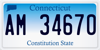 CT license plate AM34670