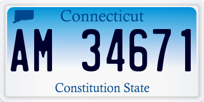CT license plate AM34671