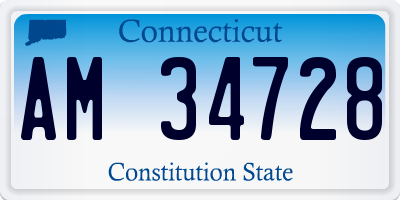 CT license plate AM34728