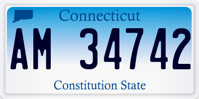 CT license plate AM34742