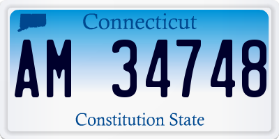 CT license plate AM34748