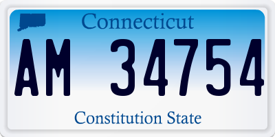 CT license plate AM34754