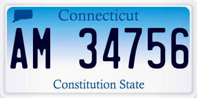 CT license plate AM34756